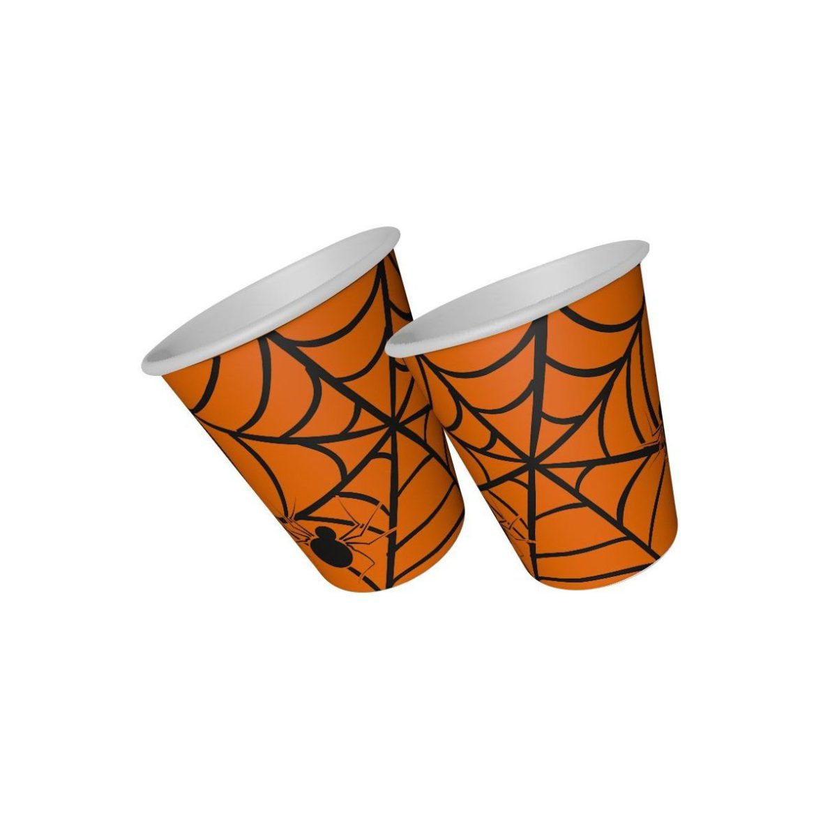 THW1298 Balonevi, Halloween Örümcek,  8 adet Turuncu Kağıt Bardak, 220/240cc